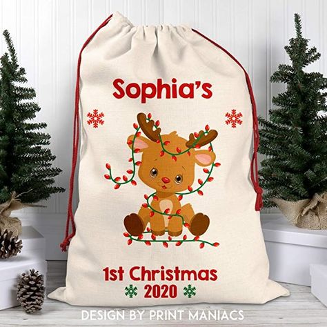 Space Party Decorations, Santa Bags, Christmas Sack, My First Christmas, Baby Girl Boy, Santa Sack, Personalized Baby Girl, Christmas Stockings Personalized, Santa Gifts