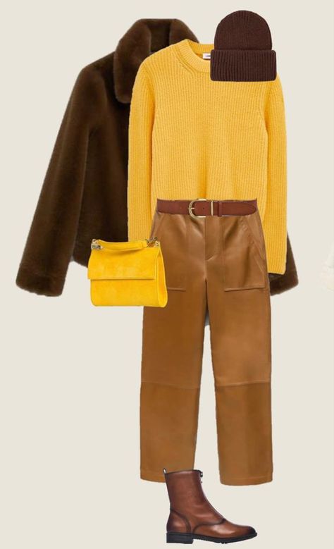 WINTER WARDROBE ESSENTIALS FOR WOMEN OVER 40 - valemoods Mustard Color Combinations Outfit, Yellow And Brown Outfits, Casual Jacket Outfit, Yellow Sweater Outfit, Wardrobe Essentials For Women, Colour Combinations Fashion, Winter Wardrobe Essentials, Color Combinations For Clothes, Winter Fashion Outfits Casual