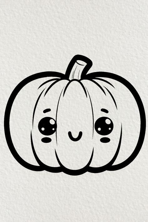 Easy Cute Pumpkin Drawing Drawing Of Pumpkin, How To Draw A Pumpkin, Cute Pumpkin Drawing, Draw A Pumpkin, Pumpkin Drawing, Cartoon Drawing, Cute Pumpkin, A Pumpkin, Cartoon Drawings