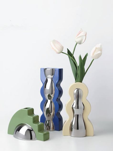 KOI VASE COLLECTION - 3pc Set Koi Vase, Sculptural Vase, Long Stem Flowers, Vase Collection, Childrens Lighting, Mirror Wall Clock, Hourglass Silhouette, Study Bedroom, Organic Forms