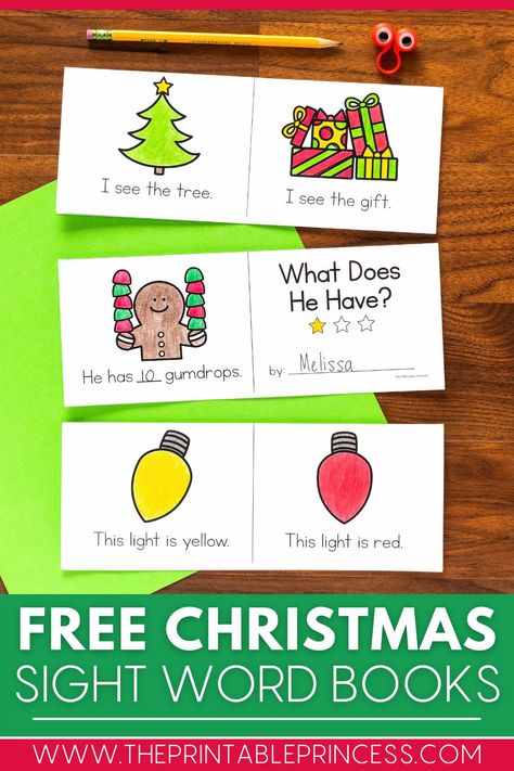 Free Christmas Worksheets For Kindergarten, Christmas Sight Word Activities Free, Christmas Reading Activities Kindergarten, December Emergent Readers Free, Christmas Sight Word Activities, Christmas Lesson Plans, Emergent Readers Free, Emergent Readers Kindergarten, Christmas Reading Activities