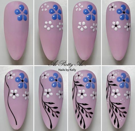 Mail Designs For Beginners, Easy Aesthetic Nail Art, Step By Step Nail Art For Beginners, Character Nail Art Step By Step, Step By Step Nail Designs, Nails Art Paso A Paso, Beginner Nail Designs, Nail Art Wheel, Nailart Designs