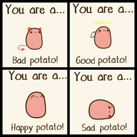 Potato Emoji, Potato Quotes, Potato Art, Potato Cat, Sheldon The Tiny Dinosaur, Cartoon Potato, Happy Potato, Potato Funny, Kawaii Potato