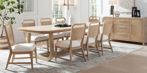 Drew & Jonathan Canyon 5 Pc Sand Light Wood Dining Room Set With Dining Table, Side Chair Light Wood Dining Room, Beige Dining Room, Light Wood Dining Table, Oak Dining Room Table, Wood Dining Room Set, Affordable Dining Room Sets, Double Pedestal Dining Table, Coastal Dining Room, Dining Table Dimensions