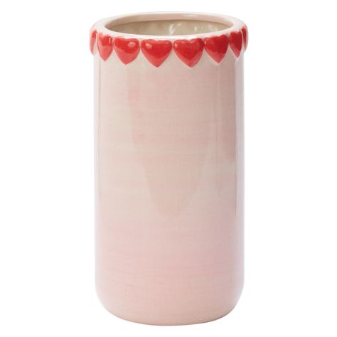 4.25in W x 4.25in D x 8in H Finish:Pink Material: Ceramic Opening Size: 3.25in Set of 4 Imported Shop more Hype Decor Cute Pottery Vase, Ceramic Heart Bowl, Pottery Painting Vase, Hype Decor, Kitchen Crockery, Cargo Home, Ceramica Ideas, Ceramic Cute, Dallas Apartment