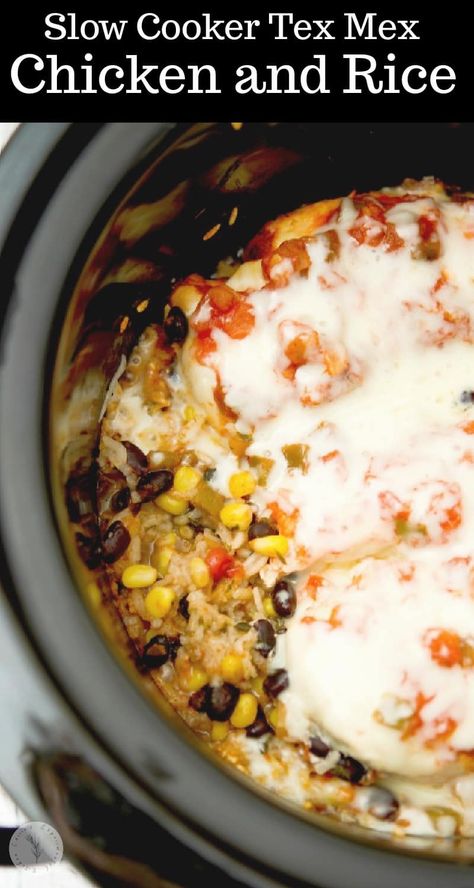 Tex Mex Chicken And Rice, Boneless Chicken Thighs Crockpot, Crockpot Rice Recipes, Chicken And Rice Crockpot, Crockpot Mexican Chicken, Salsa Chicken Crockpot, Chicken Breast Slow Cooker, Slow Cooker Salsa Chicken, Mexican Chicken And Rice