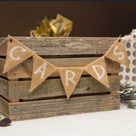 For a rustic wedding why not make your own wedding cards box. Wooden crates for cards boxes work really well. Place a wooden crate on your gift table and add some Rustic Wedding Card Holder, Grad Open House, Party Card Box, Rustic Graduation Party, Diy Card Box, Rustic Card Box, Graduation Card Boxes, High School Graduation Party Decorations, Graduation Open House