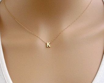 Initial necklace Letter Necklace personalized necklace by AlinMay Boyfriend Name Necklace, Danty Necklace, K Necklace, Real Diamond Necklace, Diamond Initial Necklace, Dainty Diamond Necklace, Star Necklace Gold, Star Charm Necklace, Horn Necklace