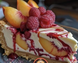 Baileys Dessert, Cheesecake With Whipped Cream, Savory Cheesecake, Summer Fruit Recipes, Raspberry Swirl Cheesecake, Peach Cheesecake, Peach Raspberry, Raspberry Desserts, Peach Cake