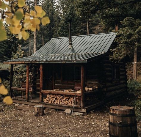 Old Log Cabin, Mini Cabin, Wood Cabin, Little Cabin In The Woods, Cabin Aesthetic, Small Log Cabin, Cabin Tiny House, Hunting Cabin, Farm Houses