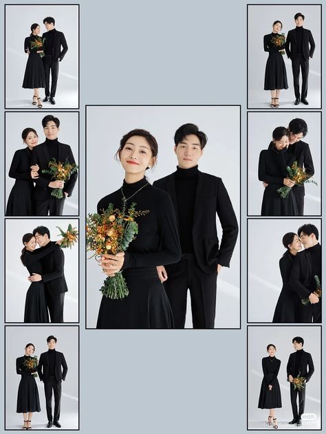 Cute Prenup Photoshoot Ideas, Korean Prenup Photoshoot Ideas Studio, Korean Self Photo Studio Pose Couple, Korean Photoshoot Couple, Korean Self Photo Studio, Konsep Foto Prewed Studio, Korean Couple Poses, Couple Pose Studio, Prenup Studio Photoshoot Ideas