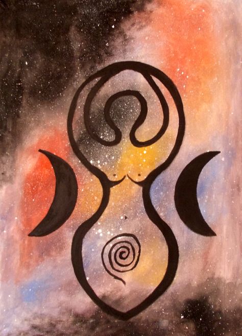 Triple Goddess Art, Spiritual Paintings Easy, Witchy Painting Ideas, Pentacle Art, Soul Painting, Wine And Paint Night, 60s Makeup, Diy Drawing, Acrylic Ideas