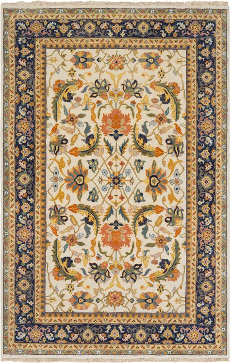 Surya Taj Mahal TJ-6600 Burnt Orange Rug Carpet Top View, The Taj Mahal, Cream Rug, Orange Area Rug, Orange Rugs, Pile Rug, Traditional Area Rugs, Accent Rugs, Ice Blue