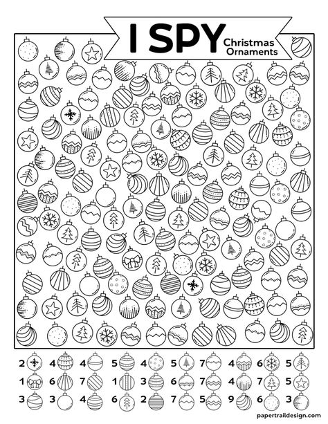 Free printable Christmas ornament I spy activity page. Budget friendly activity idea for the Christmas season with kids. #papertraildesign #kids #kidsChristmas #Christmaswithkids I Spy Christmas, Printable Christmas Ornaments, Christmas Worksheets, Christmas School, Hidden Pictures, Christmas Classroom, Free Christmas Printables, Kids Coloring, Print Out