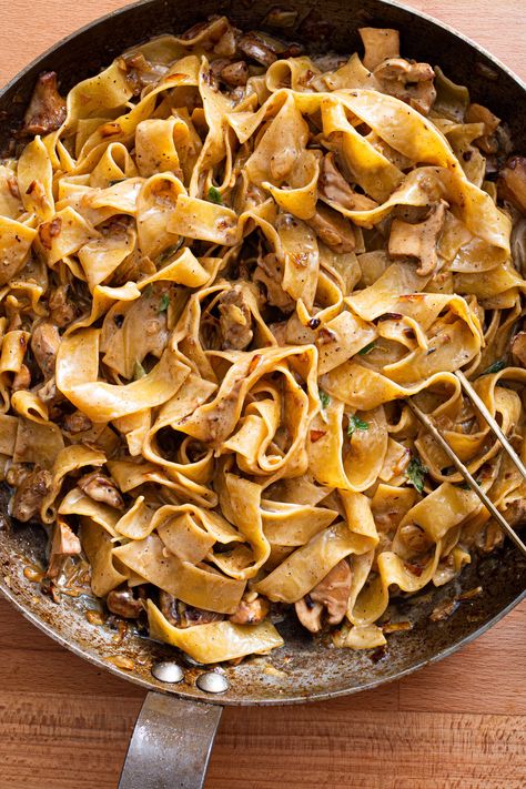 Creamy Chanterelle Pasta — Local Haven Chanterelle Pasta Recipe, Chanterelle Pasta, Chanterelle Mushroom Recipes, Chanterelle Recipes, Pasta Seasoning, Pasta Creamy, Blueberry Buckle, King Arthur Baking, Mushroom Dish