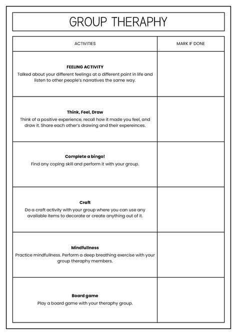 Mental Health Group Therapy Worksheets Group Therapy Games, Therapy Binder, Group Therapy Ideas, Family Therapy Interventions, Counselling Activities, Family Therapy Activities, Group Counseling Activities, Health Websites, Health Worksheets