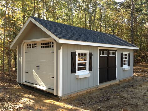 Cute Backyard Sheds, Doors Colors, 12x24 Shed, Mexico House Ideas, Two Story Garage, Sheds Ideas Backyard, Log Cabin Exterior, Garden Shed Diy, Prefab Sheds