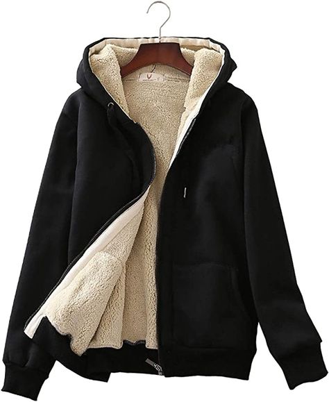 Amazon.com: Flygo Women's Zip Up Hoodie Winter Sweatshirt Fleece Sherpa Lined Warm Jacket : Clothing, Shoes & Jewelry Sherpa Lined Hoodie, Sherpa Hoodie, Estilo Chic, Winter Hoodies, Warm Jacket, Womens Casual, Sherpa Lined, Women's Coats & Jackets, Jackets Online