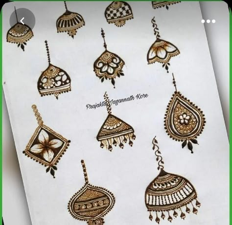 Jumka Mehndi Designs, Jhumka Henna Design, Jumka Mehendi Design, Simple Mehndi Designs For Practice, Jhumka Designs Mehandi, Jumka Mehandi Designs, Mehendi Basic Design, Mehndi Artist Logo, Mehndi Designs For Practice