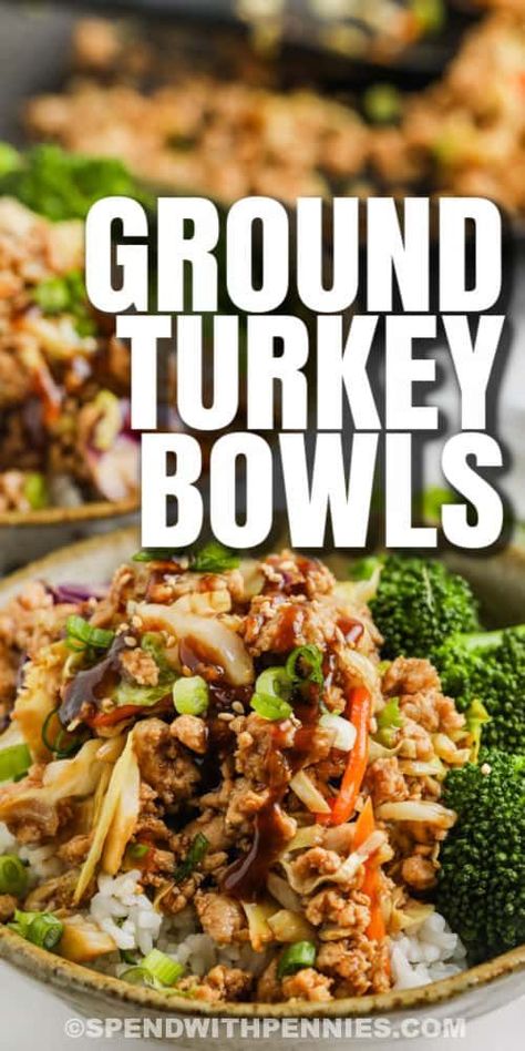 Skip the takeout and learn how to make everyone's favorite Buddha bowl right at home. This zesty recipe is chock full of nutrients and amazing flavors. #spendwithpennies #groundturkeybowls #ricebowl #entree #lunch #recipe #simple #recipes #veggie #healthy #mealprep Turkey Bowls, Healthy Turkey Recipes, Turkey Bowl, Ground Turkey Recipes Healthy, Healthy Bowls Recipes, Healthy Turkey, Healthy Bowls, Health Dinner, Ground Turkey Recipes