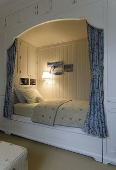 Hidden Beds, Alcove Bed, Sleeping Nook, Bed Nook, Erosion Control, Girl Bedroom Designs, Bunk Room, Cottage House, Room Design Bedroom