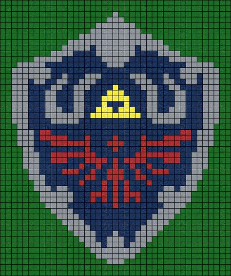 Link's Shield Alpha Friendship Bracelet Pattern #19619 - BraceletBook.com Links Shield, Zelda Pattern, Knot Bracelets, Modele Pixel Art, Perler Art, Embroidery Bracelets, Pixel Crochet, Hamma Beads, Minecraft Pixel Art