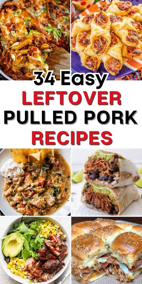 pulled pork leftover ideas Pulled Pork Leftover Ideas, Recipes With Pulled Pork, Pulled Pork Leftover, Meat Dinner Ideas, Recipe Using Pulled Pork, Pulled Pork Dishes, Leftover Pork Loin Recipes, Leftover Pulled Pork Recipes, Pork Leftovers