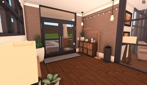 Roblox Bloxburg House Entrance Ideas, Blox Burg Entry Ideas, Bloxburg Interior Entrance, Bloxburg Entry Way Ideas Aesthetic, Blocksburg Entryway Ideas, Bloxburg House Ideas Front Entrance, Entrance Ideas Entryway Bloxburg, Cute Entryway Ideas Bloxburg, Bloxburg Hallway Ideas Aesthetic