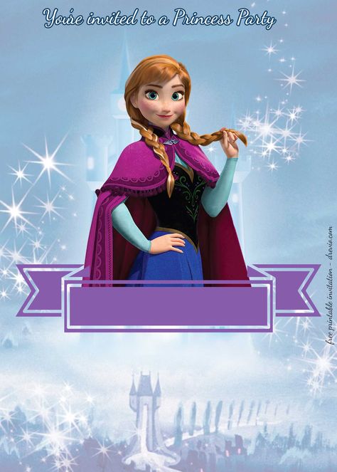 FREE Princess Party Birthday Invitation Templates | FREE Invitation Templates - Drevio Princess Party Invitations Free, Frozen Topper, Free Frozen Invitations, Frozen Party Invitations, Topper Frozen, Frozen Birthday Party Invites, Princess Party Invitations, Frozen Invitations, Disney Frozen Birthday Party