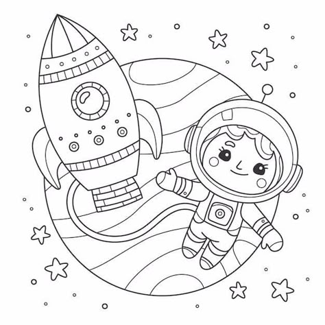 Space Coloring Sheet, Astronaut Coloring, Astronaut Drawing, Cute Coloring Book, Nature Coloring Pages, Holiday Coloring Pages, Space Coloring Pages, Boy Coloring, Free Coloring Sheets