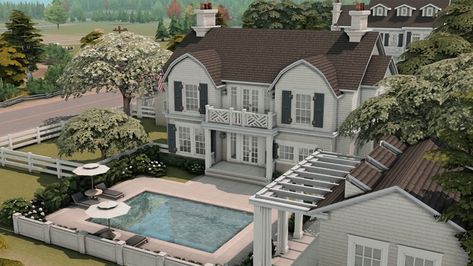 Hampton Homes, Sims Pets, The Sims 4 Lots, Hampton Home, Hamptons Home, New Hampton, Sims 4 House Building, Hampton House, Sims 4 House Design