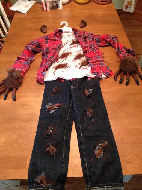 Werewolf costume Homemade Werewolf Costume, Wearwolf Costume For Kids, Halloween Werewolf Costumes, Mens Werewolf Costume, Wolf Man Costume, Werewolf Costume For Men, Boys Werewolf Costume, Wolfman Costume, Halloween Costumes Kids Boys