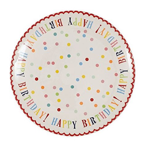 Design Imports Colorful Ceramic 12 Inch Happy Birthday Stoneware Cake Plate - Walmart.com Cake Ceramic, Happy Birthday Plate, Birthday Traditions, Cake Carrier, Birthday Plate, Happy Birthday Fun, Happy Birthday Cake, Colorful Ceramics, Cool Birthday Cakes