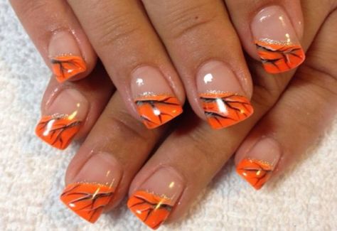 Orange Camouflage Nail Design Orange Camo Nails, Hunting Nails, Camo Nail Designs, Nail Art Orange, Camouflage Nails, Orange Nail Art, Camo Nails, Nail Art Halloween, Thanksgiving Nail Art