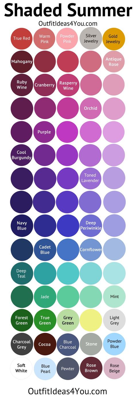 Shaded Summer Color Palette (Soft Summer Deep) Digital Color Palette, Shaded Summer, Colors Outfit, Soft Summer Palette, Soft Summer Color Palette, Deep Winter Colors, Soft Summer Colors, Winter Color Palette, Summer Color Palette