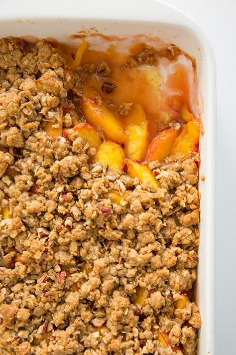 Peach Crisp (the BEST!) | Cooking Classy Plum Crisp, Peach Picking, Peach Crisp Recipe, Peach Crisp, Fruit Crisp, Peach Desserts, Peach Recipe, Crisp Recipe, Cooking Classy