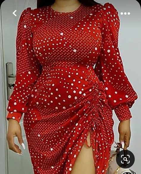 Dot Dress Outfit, Rushed Dress, Polka Dot Dress Outfit, Ruched Gown, Flowery Dress, African Blouses, Chic Evening Dress, Elegant Dresses Short, Flowery Dresses