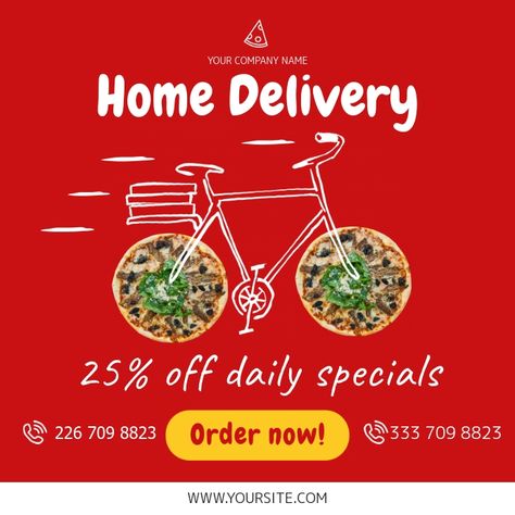 Free Delivery Design, Free Food Delivery, Restaurant Flyers, Restaurant Advertising, Advertising Flyers, Food Promotion, Restaurant Social Media, Advertisement Poster, Restaurant Poster