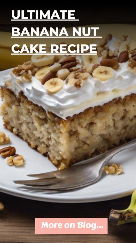 Ultimate Banana Nut Cake Recipe One Bowl Banana Cake, Banana Nut Pound Cake Recipe, Banana Crunch Cake Recipe, Banana Nut Cake Recipe, Nut Cake Recipes, Banana Nut Cake, Banana Walnut Cake, Nut Cake, Loaf Cakes