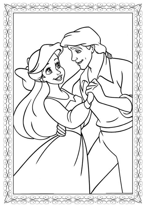 Ariel And Prince Eric, Ariel And Eric, Little Mermaid Characters, Abstract Tattoo Ideas, Mermaid Coloring Book, Disney Princess Colors, Disney Silhouettes, Disney Princess Coloring Pages, Pencil Sketch Images