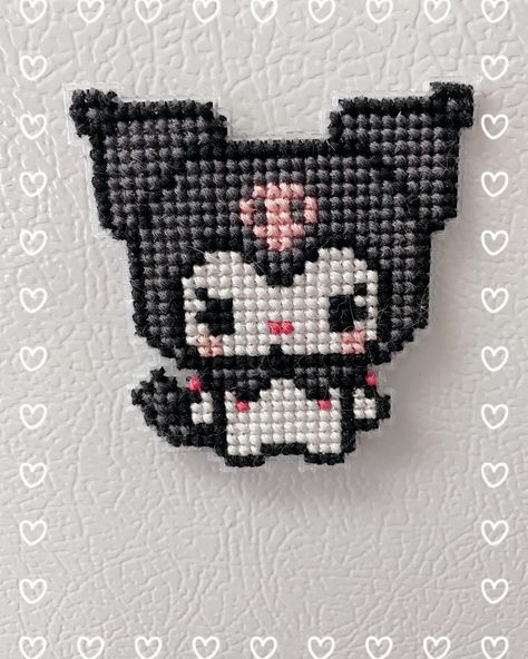 Sanrio Cross Stitch 🪡✨ I’ll probably be making more Sanrio themed magnets I need to expand my collection! . . . . . . . . . . . . . #sanrio #sanriocharacters #sanriothings #sanriostuff #cinnamoroll #mymelody #kuromi #tuxedosam #keroppi #gudetama #hellokitty #pompompurin #hellokittyandfriends #cutestuff #crossstitching #crossstitch #crossstitcher #handmadebyme #sanriolover #hellokittylovers Hello Kitty And Friends Cross Stitch, Pixelated Sanrio, Kuromi Cross Stitch Pattern, Sanrio Cross Stitch Pattern, Kuromi Cross Stitch, Sanrio Cross Stitch, Kuromi Perler Beads, Sanrio Pixel Art, Sanrio Crafts