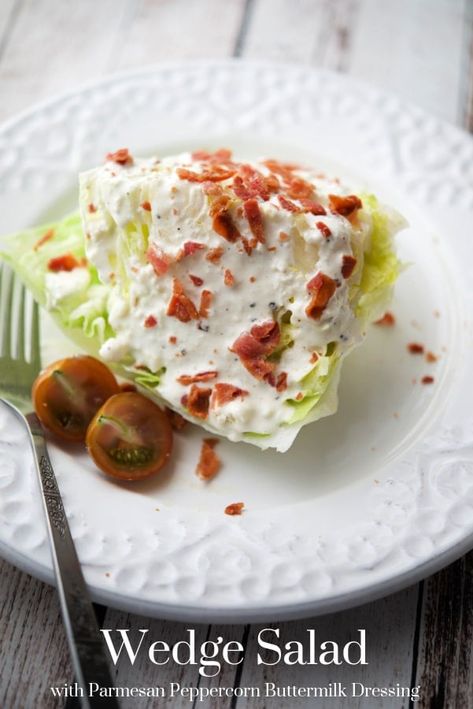 Parmesan Peppercorn Dressing, Lettuce Wedge Salad, Peppercorn Dressing, Lettuce Wedge, Cucumber Avocado Salad, Buttermilk Dressing, Wedge Salad, Blogger Photos, Salad Toppings