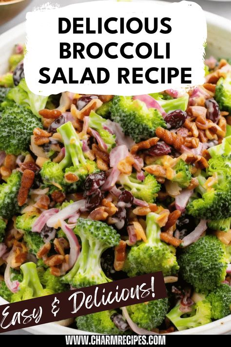 This easy Broccoli Salad recipe transforms ordinary ingredients into a delightful dish. Featuring crunchy broccoli, zesty red onions, crispy bacon, and a creamy dressing, it's perfect for BBQs, potlucks, or a healthy dinner side. Packed with nutrients and flavor, your loved ones will keep coming back for more. Try this simple yet tasty salad that brings together nutrition and great taste effortlessly! Bring a fresh and inviting touch to any meal with this broccoli salad that everyone will enjoy. Best Broccoli Salad Ever, Broccoli Waldorf Salad, Broccoli Salad No Cheese, Broccoli Spinach Salad, Broccoli Coleslaw Salad, Broccoli Potato Salad, Easy Broccoli Salad Recipe, Simple Broccoli Salad, Dressing For Broccoli Salad