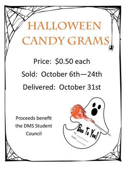 Deshler Middle School: Highlights - Halloween Candy Grams on Sale - The Student Council will sell Halloween Candy Grams October 6th - 24th.  Candy grams are $0.50 and will be delivered on Halloween. Halloween Candy Grams, Student Council Activities, Fundraiser Ideas School, Pta Moms, Pta Fundraising, Candy Grams, Student Leadership, Pta School, Student Government