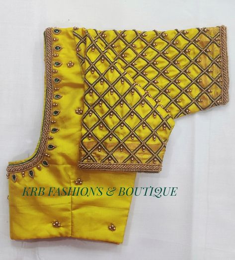 Check Design Aari Work Blouse, Arri Work Blouse Designs Bridal, Checked Design Aari Work, Mirror Work Blouse Design, Aari Design, Latest Blouse Designs Pattern, Blouse Ideas, Aari Designs, Aari Blouse