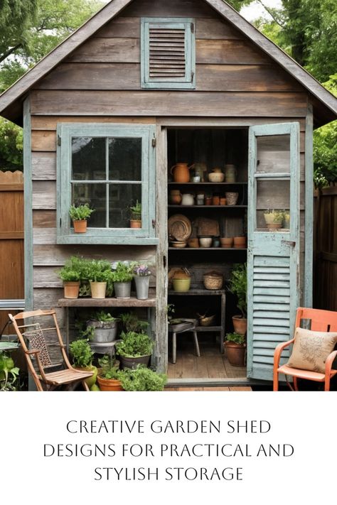 She Shed Gardening, Shed Designs, Garden Sheds, Shed Design, Potting Shed, She Shed, Rustic Gardens, Stylish Storage, Garden Shed