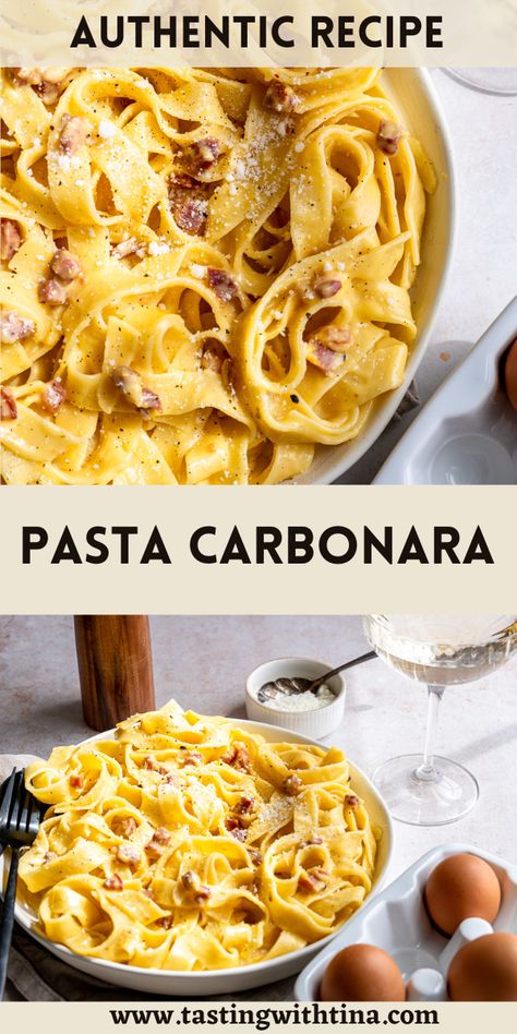 Carbonara Recipe With Egg, Roman Carbonara Recipe, How To Cook Pancetta, Parpadelle Pasta Recipes Sauces, Italian Carbonara Authentic, Authentic Italian Carbonara Recipe, Pancetta Carbonara Pasta, Egg Tagliatelle Pasta Recipe, Egg Pappardelle Recipes