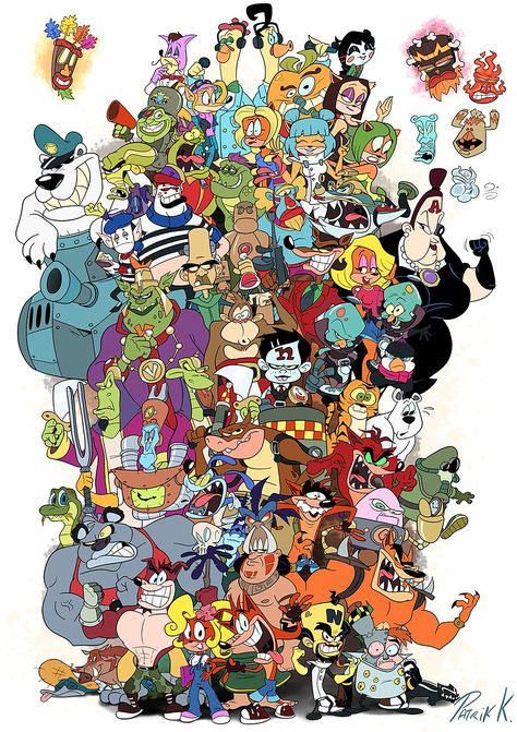 One Piece Collage, Practice Tattoos, Best 90s Cartoons, Cartoon Reference, Crash Bandicoot Characters, Robot Chicken, Cartoon Of Yourself, Awesome Drawings, Crash Team Racing