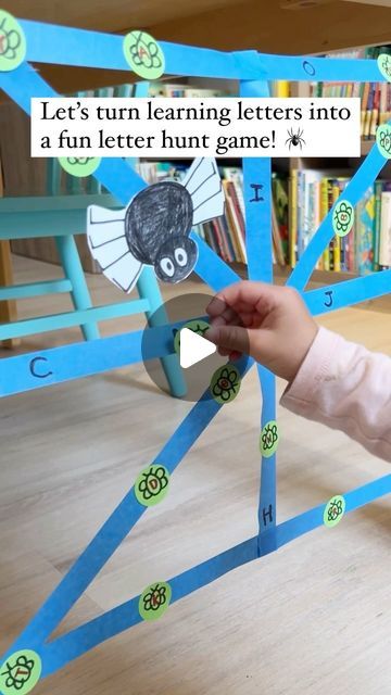 Fynn Sor | Happy Tot Shelf on Instagram: "🕸️ Your little one will love this Sticky Alphabet Spider Web! Use painter’s tape to create a web, and let them match letters by sticking ‘flies’ to the web. 🐝🕷️ 
👉🏻 Perfect for ages 2 to 5
🕷️ Comment BOO! below and I will send you our favourite Halloween themed activities for kids! 

#homelearning #LearningIsFun #HandsOnLearning #PreschoolActivities #ToddlerActivities #HomeLearning #EarlyLearning #halloweenactivities" Happy Tot Shelf, Themed Activities For Kids, Toddler Entertainment, Halloween Themed Activities, Alphabet A, Themed Activities, Cool Lettering, Learning Letters, Hands On Learning