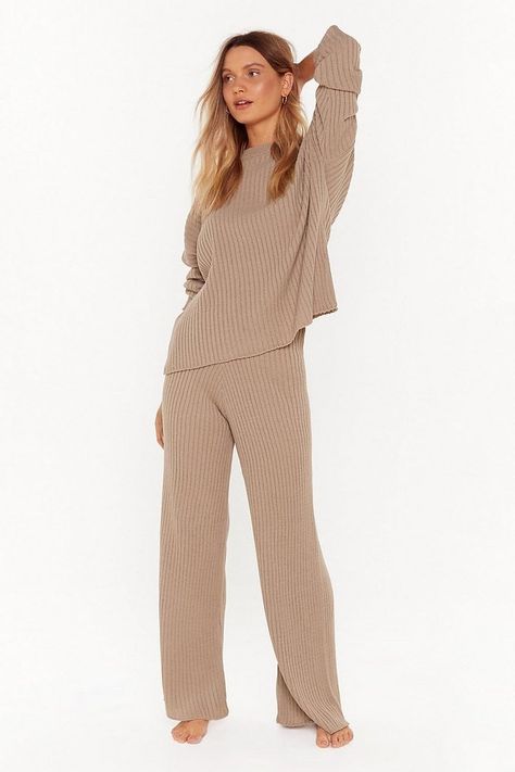 Nasty Gal Take Knit Off Sweater and Pants Lounge Set Human Things, Ribbed Pants, Knit Loungewear, Loungewear Outfits, Fashion Closet, Shop Clothes, 2021 Fashion, Matching Pants, Loungewear Sets